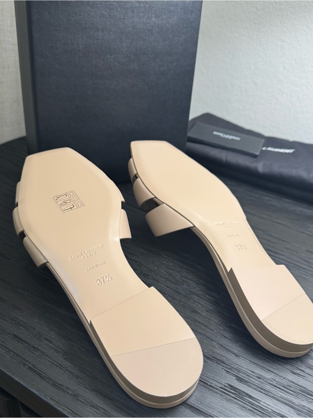 Saint Laurent YSL Tribute Nu Pieds Sandals Leather Nude 37.5 - Picture 8 of 9